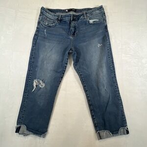 Kut From The Kloth Jeans Amy Size 16 KP0216MC9 Raw Hem Cuffed Blue Cropped